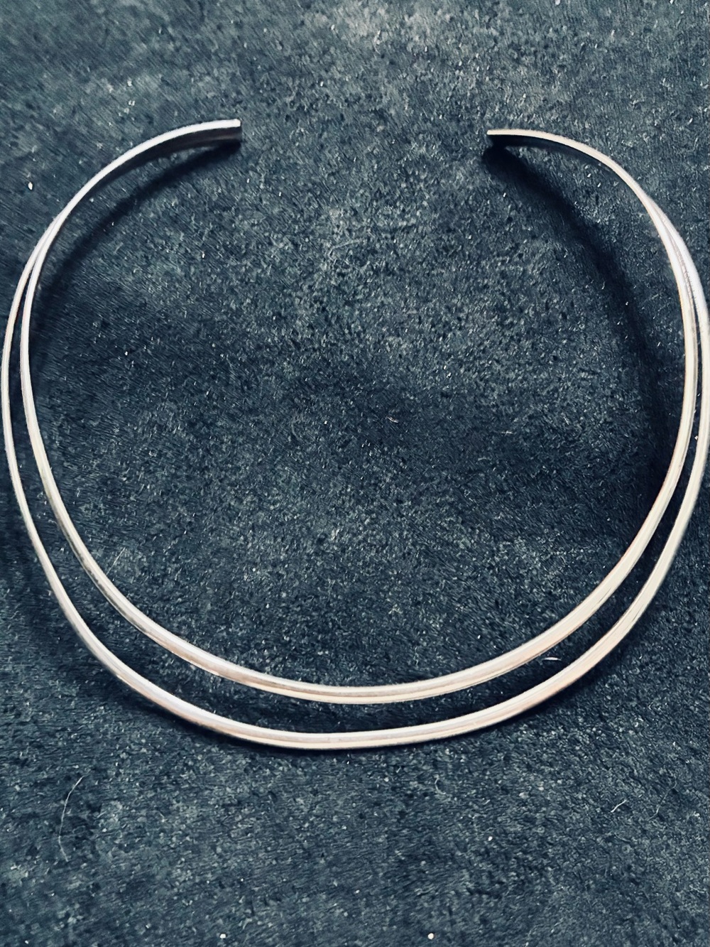 Minimal Double-Band Silver Collar Necklace